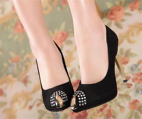 black rivets high heel shoes on luulla