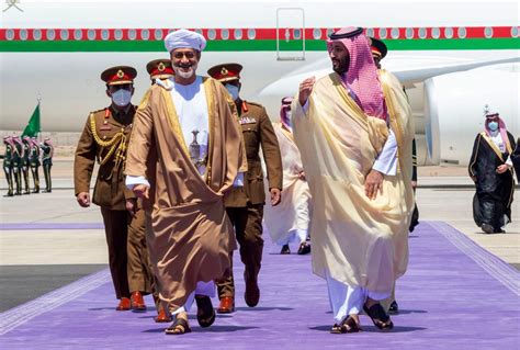 oman s sultan arrives in saudi arabia on first foreign
