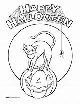 Halloween Coloring Pages Happy Pumpkin Color Cat Printable Kids Print Drawing Cats Precious Moments Games Colouring Dogs Clipart Buggy Pearl sketch template