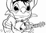 Coloring4free Lilo Stitch Coloring Pages Guitar Playing sketch template