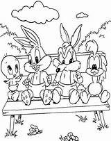 Coloring Bench Park Pages Tunes Looney Sitting Template sketch template