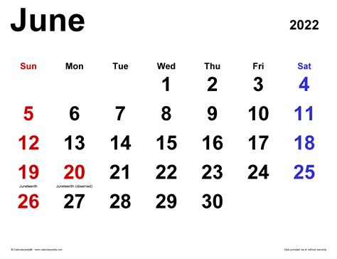 june  calendar templates  word excel