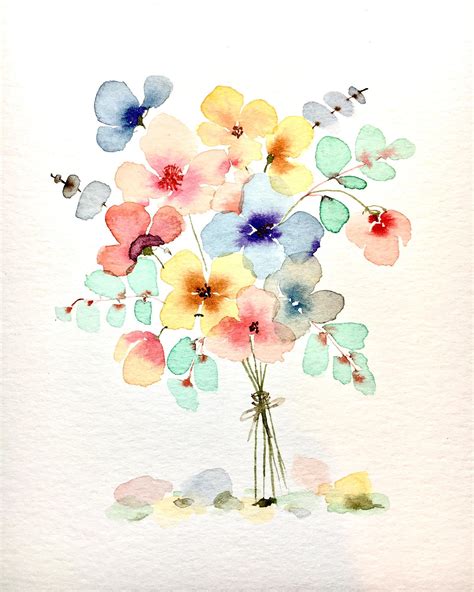 colorful flowers loose watercolor    lot  fun painting