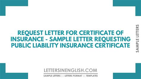 request letter  certificate  insurance sample letter requesting