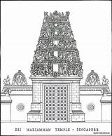 Hindu Drawing Mariamman Temples Tempel Karnataka Ausmalen sketch template