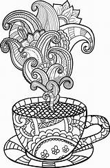 Coloring Coffee Pages Cup Tea Colouring Adult Printable Mandolin Clipart Set Drawing Imagem Relacionada Books Zentangle Book Sheet Color Getcolorings sketch template