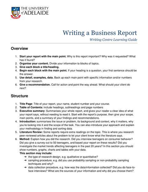 report structure template