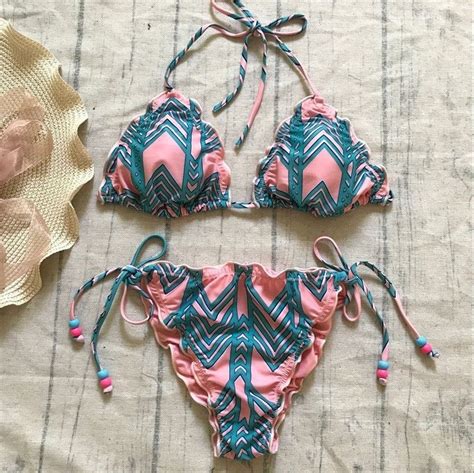 Sexy Women Summer Bandage Push Up Bikini Sets Lace Up Floral Hot