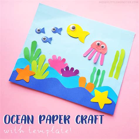 cute ocean paper craft template included messy  monster