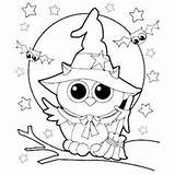 Halloween Coloring Pages Owl Witch Adults Owls Printables Cute Printable Tree sketch template