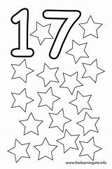 Number Seventeen Stars Coloring 17 Pages Flashcard Outline Al Preschool Flashcards Teaching Learning Site Click sketch template