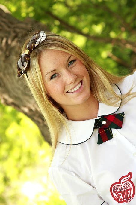 Teen Schoolgirl Costume Outdoors Under A Shady Tree With