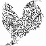 Rooster Pages Coloring Adults Printable Zentangle Getcolorings Color Getdrawings sketch template