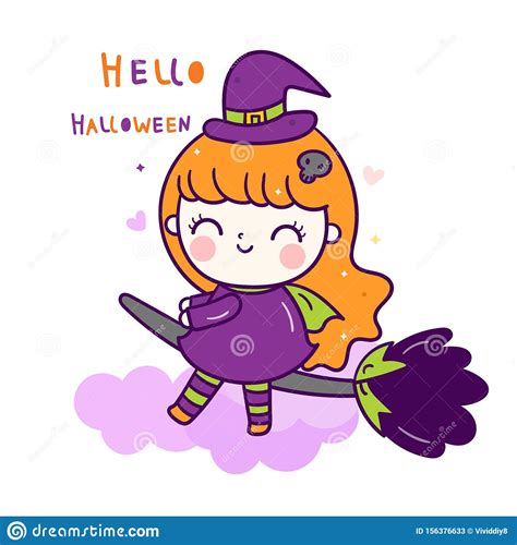 Trick Or Treat Halloween Card Beautiful Witch Vector