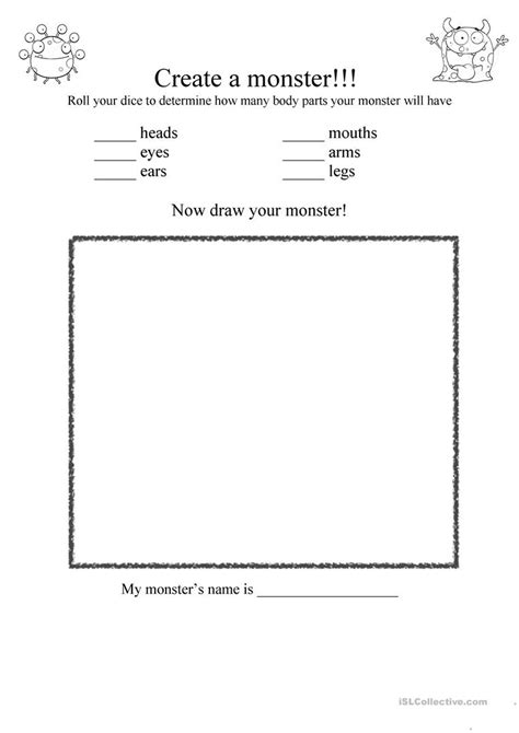 monster worksheet printable
