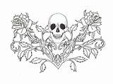 Gothic Coloring Pages Roses Adults Drawing Skulls Vines Skull Tattoo Designs Printable Heart Moon Tattoos Adult Fairy Color Print Wallpaper sketch template