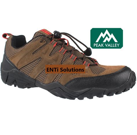 mens peak valley lightweight leather hiking walking trainers enti solutions