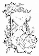 Tattoo Coloring Traditional Hourglass Template Neo Pages Designs Adults Drawings Drawing Time Hour Sands Color Draw sketch template