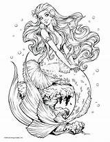 Mermaid Coloring Pages Adult Mermaids Adults Sheets Siren Mythical Printable Etsy Color Friends Mystical Dolphin Pregnant Book Sea Fishy Tattoo sketch template