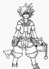 Kingdom Hearts Sora Coloring Character Netart Color sketch template