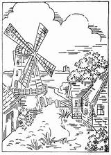 Windmühle Ausmalen Malbuch Umrisszeichnungen Zeichnen sketch template