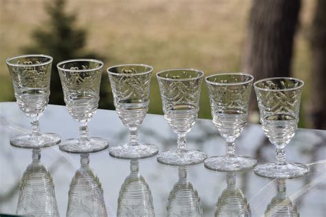 vintage wine glasses set of 6 rock sharpe arctic rose circa 1947