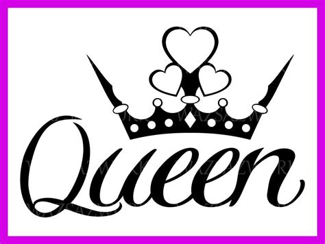queen  heart crown svg cut engraving file laser etsy