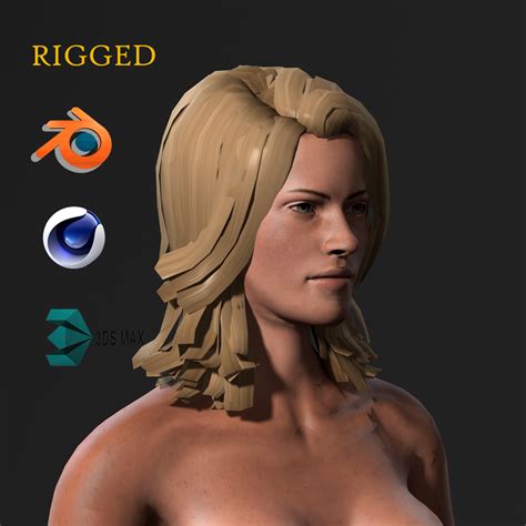 beautiful naked woman rigged 3d game character low poly 3d model cad