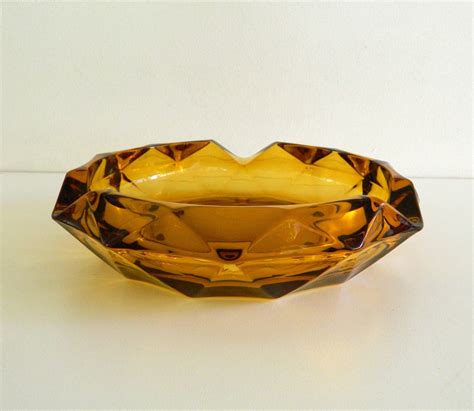 Vintage Amber Ashtray Cigar Tray Glass By Rustage On Etsy