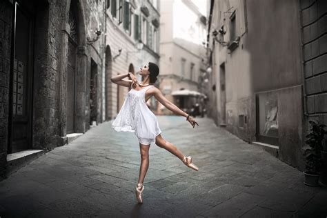 ballerina women dancers street white dress wallpapers hd desktop  mobile backgrounds