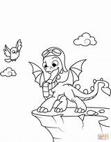 Dragon Coloring Pages Cute Wearing Goggles Hat Dragons Aviators Print Headed Two Printable Aviator Size Drawing Color Getcolorings Colorings Crafts sketch template