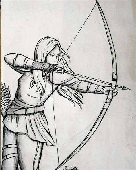 female archer drawing  paintingvalleycom explore collection