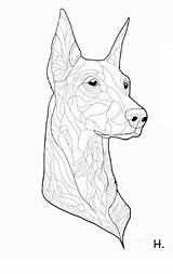 Doberman Coloring Pages Dog Pet Adult Colorear Prints Pinscher Greeting Instant Adults Animal Cards National Print Book Para sketch template