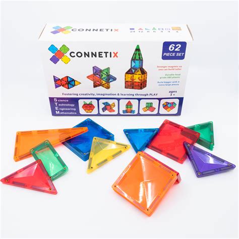 connetix magnetic tiles  piece set  premium stem approved