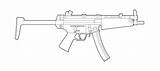 Mp5 Carbine Lineart sketch template