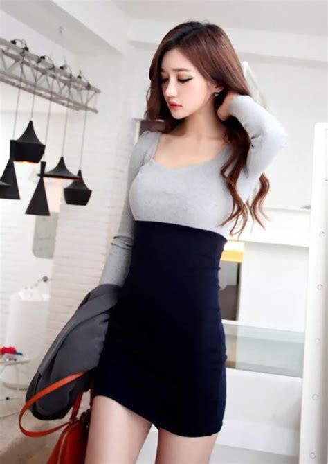 2015new style woman sex dresses girl s long party dress lady s office clothes blackandgray dress