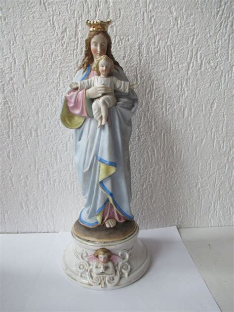 antique biscuit porcelain mary statue  cm biscuit catawiki