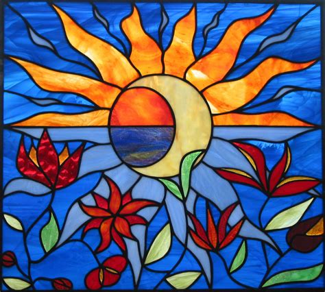Sun Moon Stained Glass Tablolar Mozaik Vitray