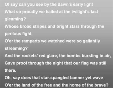 Natianal anthem lyrics