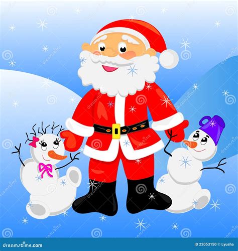 santa claus  snowmancard christmas stock vector illustration
