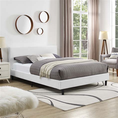 anya full fabric bed white polyester by modway