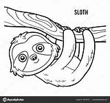Coloring Sloth Pages Kids Cute Cartoon Color Sloths Printable Template Book sketch template