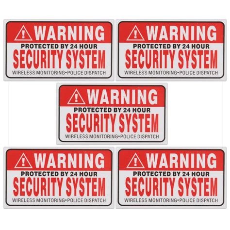 pcsset warning protected   hour security system stickers saftey alarm signs decal warning