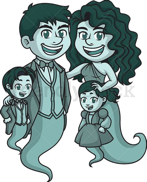 ghost family cartoon clipart vector friendlystock