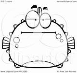 Chubby Bored Blowfish Clipart Cartoon Outlined Coloring Vector Cory Thoman Royalty sketch template