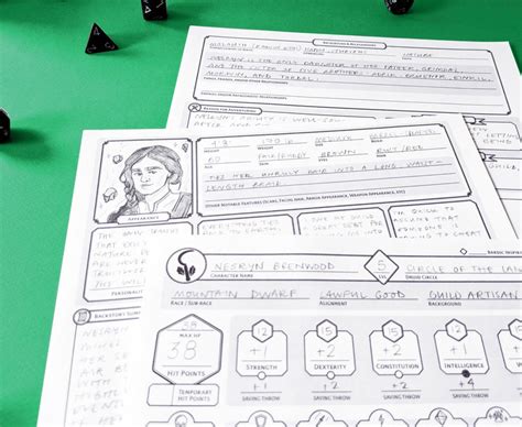druid custom character sheet dnd 5e printable and etsy