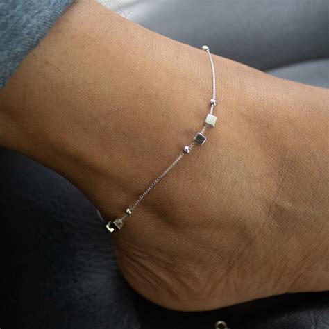 sterling silver cubic anklet ac silver collection