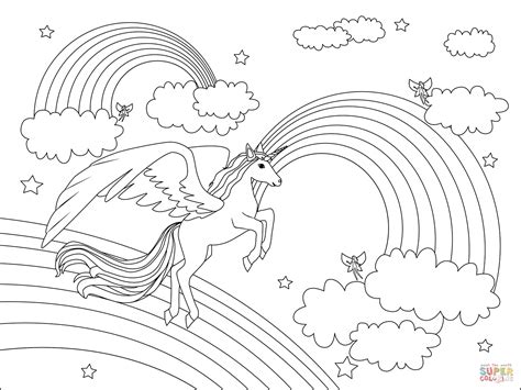 premium vector unicorn walking   rainbow coloring page