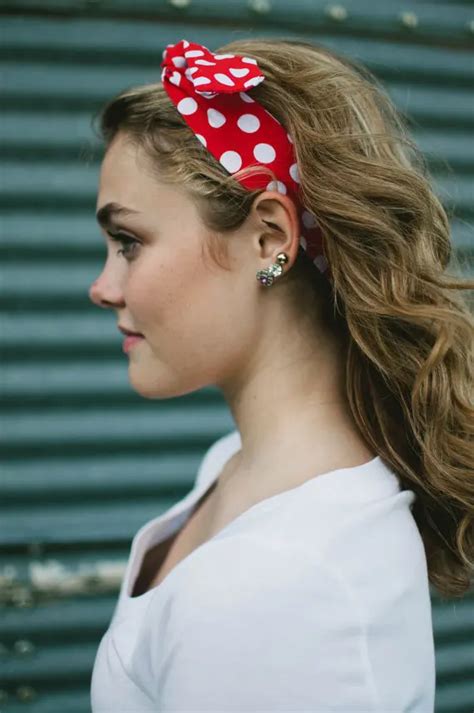 1950s Women Vintage Rockabilly Pin Up Red White Polka Dot Headband