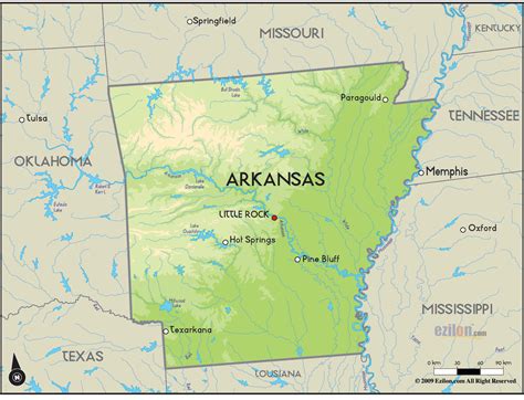 geographical map  arkansas  arkansas geographical maps
